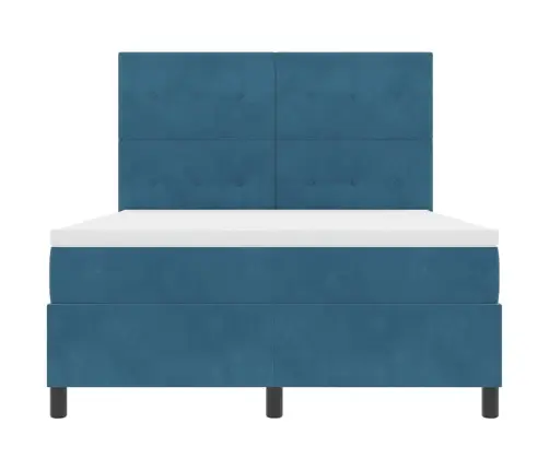 Kastītes Atsperu Gulta Tumši Zils 140 X 200 Cm Audums Vidaxl