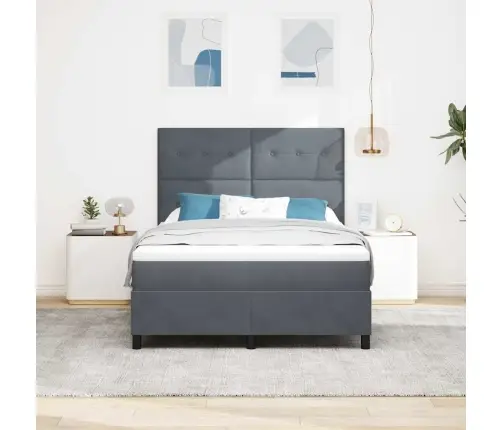 Lova Ar Matrača Pamatu Tumši Pelēka 160X200 Cm Samts Vidaxl