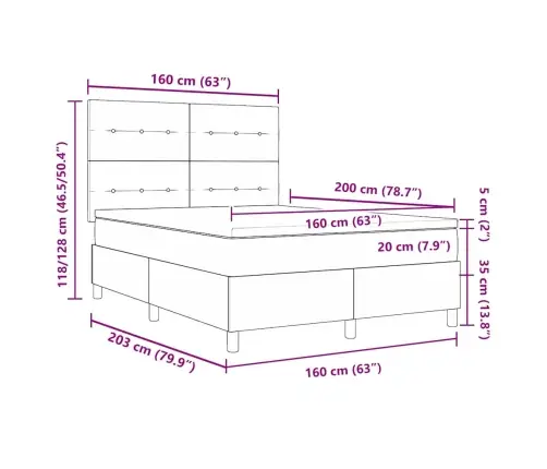 Lova Ar Matrača Pamatu Tumši Pelēka 160X200 Cm Samts Vidaxl
