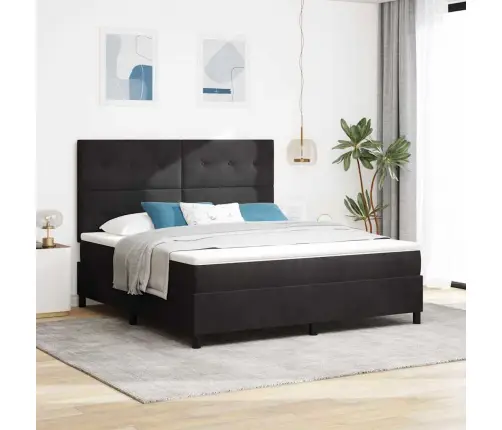 Kastītes Atsperu Gulta Ar Matraci Melna 180 X 200 Cm Audums Vidaxl