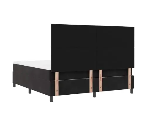 Kastītes Atsperu Gulta Ar Matraci Melna 180 X 200 Cm Audums Vidaxl