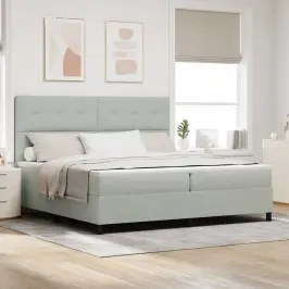 Kiemas Lova Su Čiužiniu Šviesiai Pilka 200 X 200 Cm Aksomas