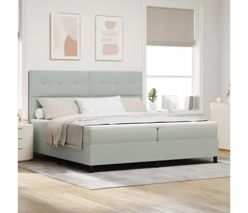 Gultas Rāmja Gulta Ar Matraci Gaiši Pelēks 200X200 Cm Samts Vidaxl