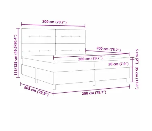 Gultas Rāmja Gulta Ar Matraci Gaiši Pelēks 200X200 Cm Samts Vidaxl