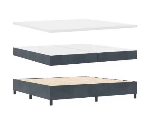 Kaste Pavasara Gulta Ar Matraci Tumši Pelēka 200X200 Cm Samts Vidaxl