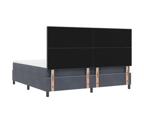 Kaste Pavasara Gulta Ar Matraci Tumši Pelēka 200X200 Cm Samts Vidaxl