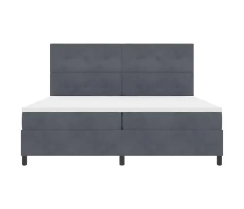 Kaste Pavasara Gulta Ar Matraci Tumši Pelēka 200X200 Cm Samts Vidaxl