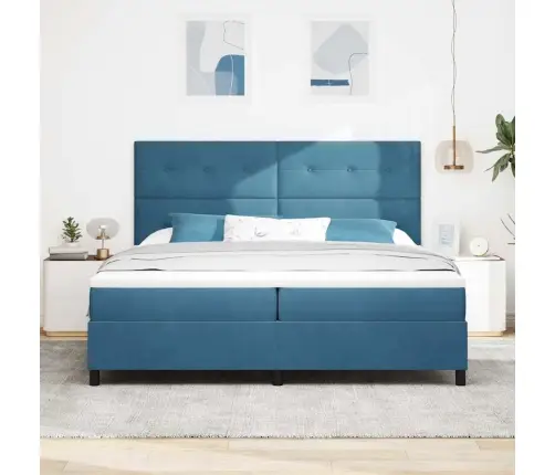 Kiemas Lova Su Čiužiniu Tamsiai Mėlyna 200 X 200 Cm Audinys