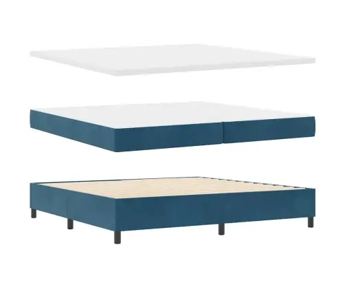 Kiemas Lova Su Čiužiniu Tamsiai Mėlyna 200 X 200 Cm Audinys