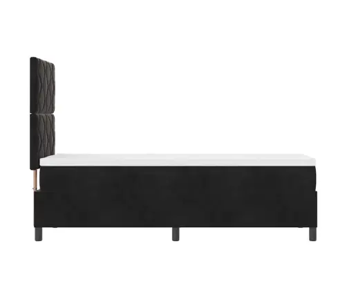 Kastītes Atsperu Gulta Ar Matraci Melna 80 X 200 Cm Samts Vidaxl