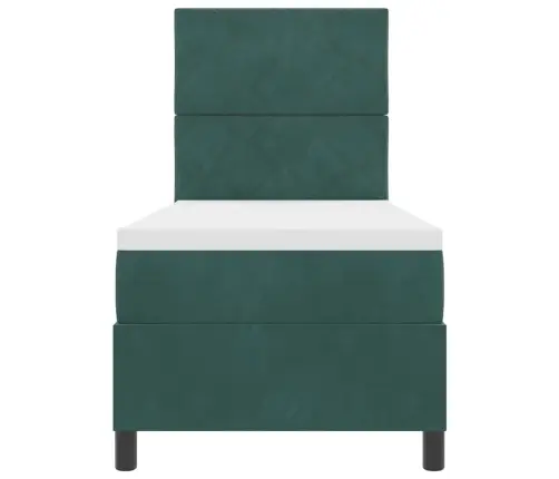 Kastītes Atsperu Gulta Ar Matraci Tumši Zaļš 80 X 200 Cm Audums Vidaxl