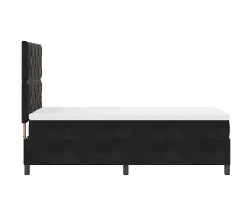 Kastītes Atsperu Gulta Ar Matraci Melna 90 X 190 Cm Audums Vidaxl