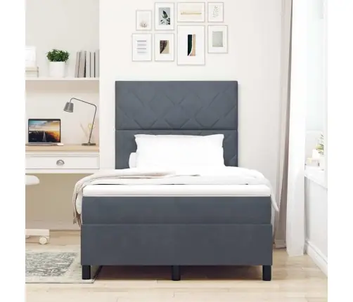 Gultas Atsperes Matracis Tumši Pelēks Mazs Divējāds Samts Vidaxl