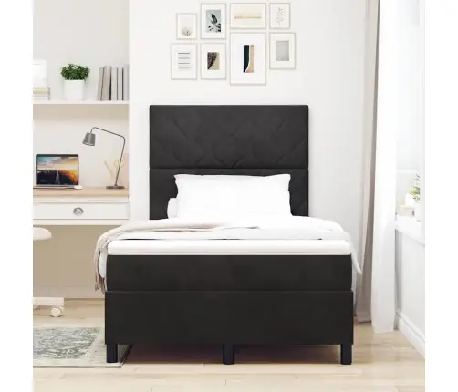 Box Spring Gulta Ar Matraču Melna Mazs Dubultais Aksess Vidaxl