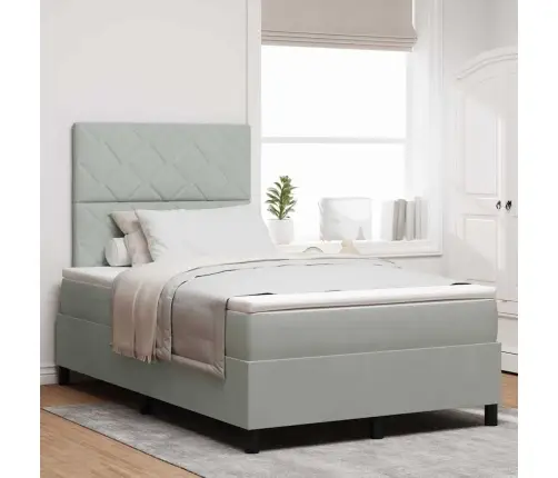 Box Spring Gulta Ar Matci Gaiši Pelēks 120X200 Cm Samts Vidaxl