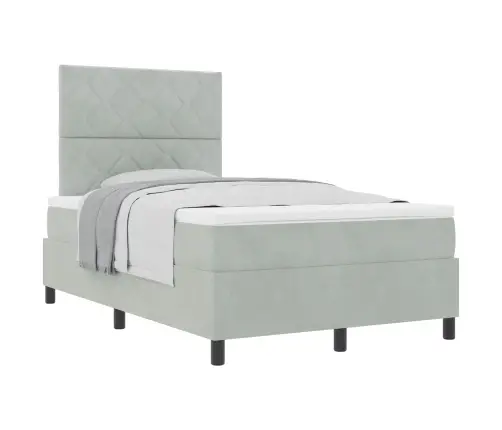 Box Spring Gulta Ar Matci Gaiši Pelēks 120X200 Cm Samts Vidaxl