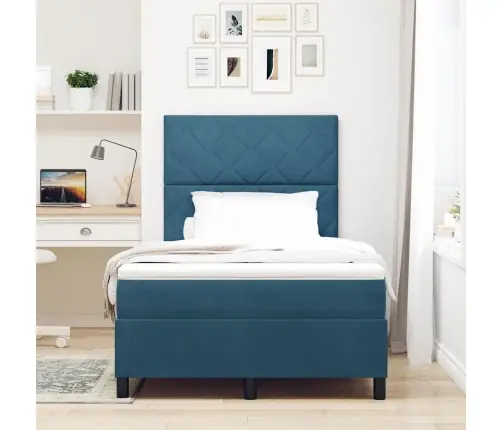 Kastītes Atsperu Gulta Tumši Zils 120 X 200 Cm Audums Vidaxl