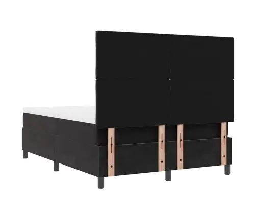 Kastītes Atsperu Gulta Ar Matraci Melna 160 X 200 Cm Samts Vidaxl