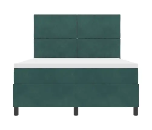 Kastītes Atsperu Gulta Tumši Zaļš 160 X 200 Cm Audums Vidaxl