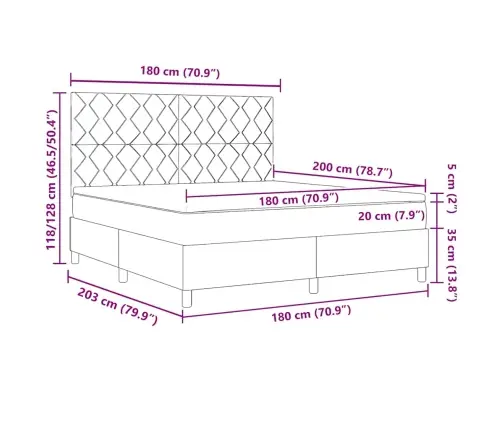 Kastītes Atsperu Gulta Ar Matraci Rozā 180 X 200 Cm Audums Vidaxl