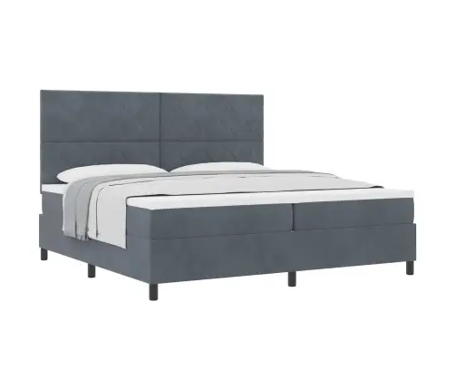 Kastes Atsperu Gulta Ar Matraci Tumši Pelēka 200X200 Cm Samts Vidaxl