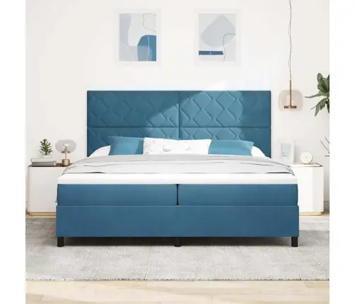 Kiemas Lova Su Čiužiniu Tamsiai Mėlyna 200 X 200 Cm Audinys