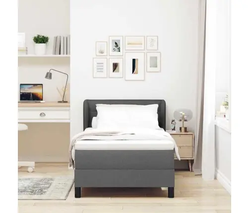 Kaste Atsperu Gulta Ar Matracis Tumši Pelēks 80X200 Cm Audums Vidaxl