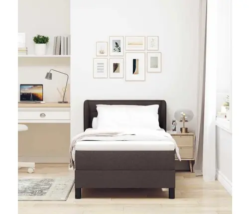 Kontinentālā Gulta Ar Matraci Tumši Brūna 90 X 190 Cm Audums Vidaxl