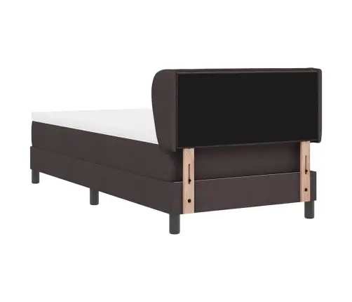 Kiemas Lova Su Čiužiniu Tamsiai Rudas 90 X 200 Cm Audinys