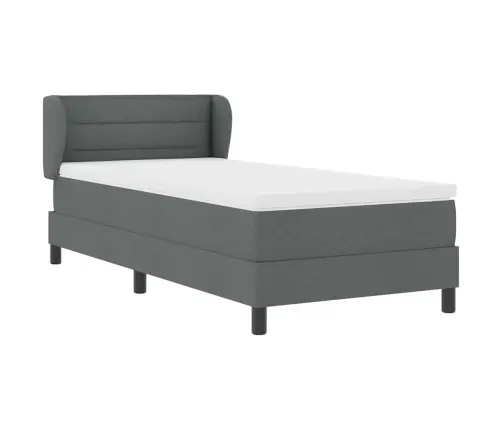 Gultas Pamatne Ar Matraci Tumši Pelēka 100X200 Cm Audums Vidaxl