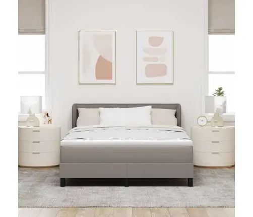 Kastītes Atsperu Gulta Pelēkbrūna 140 X 190 Cm Audums Vidaxl