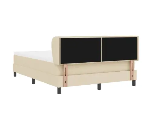 Kastītes Atsperu Gulta Ar Matraci Krēmkrāsa 140 X 190 Cm Audums Vidaxl