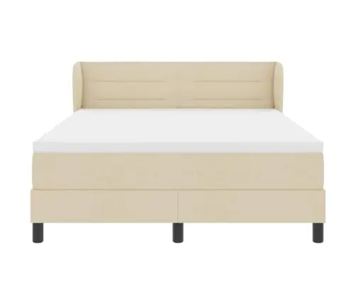 Kastītes Atsperu Gulta Ar Matraci Krēmkrāsa 140 X 200 Cm Audums Vidaxl
