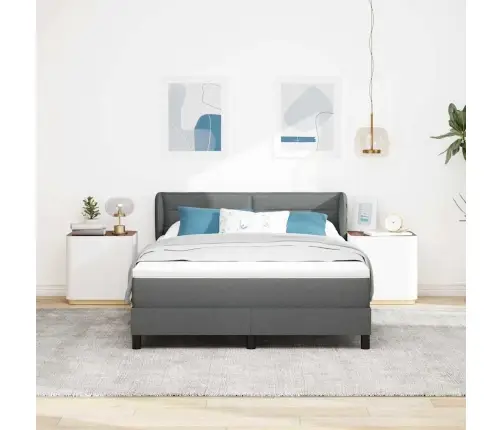 Kastītes Atsperu Gulta Tumši Pelēka 160 X 200 Cm Audums Vidaxl