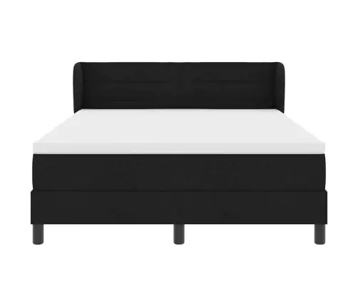 Kastītes Atsperu Gulta Ar Matraci Melna 160 X 200 Cm Audums Vidaxl
