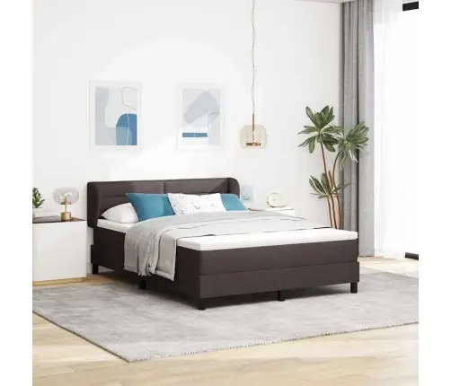 Kastītes Atsperu Gulta Tumši Brūna 160 X 200 Cm Audums Vidaxl