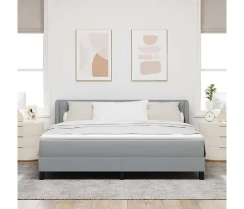 Kastītes Atsperu Gulta Gaiši Pelēka 180 X 200 Cm Audums Vidaxl