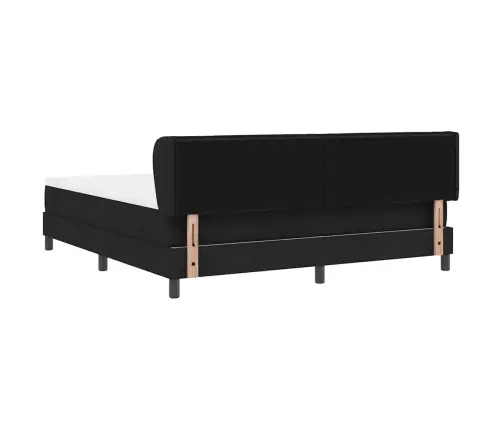 Kastītes Atsperu Gulta Ar Matraci Melna 180 X 200 Cm Audums Vidaxl