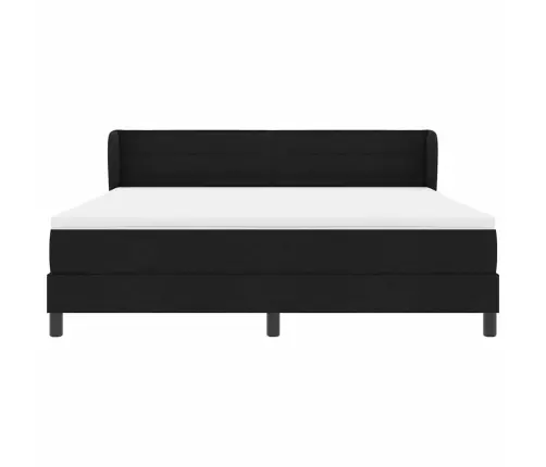 Kastītes Atsperu Gulta Ar Matraci Melna 180 X 200 Cm Audums Vidaxl
