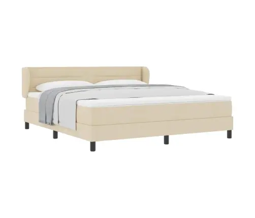 Kastītes Atsperu Gulta Ar Matraci Krēmkrāsa 180 X 200 Cm Audums Vidaxl