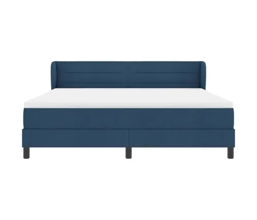 Kastītes Atsperu Gulta Ar Matraci Zila 180 X 200 Cm Audums Vidaxl