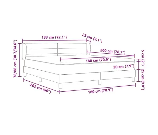 Kastītes Atsperu Gulta Ar Matraci Zila 180 X 200 Cm Audums Vidaxl