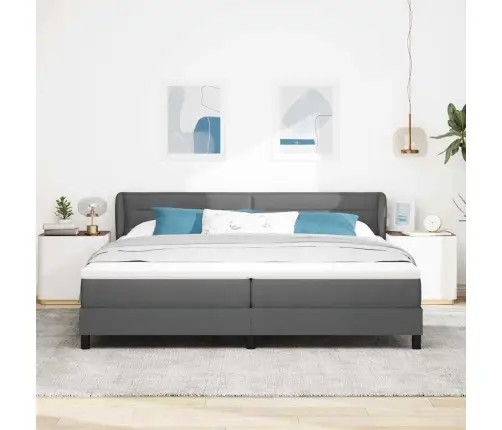 Kontinentālā Gulta Ar Matraci Tumši Pelēka 200 X 200 Cm Audums Vidaxl