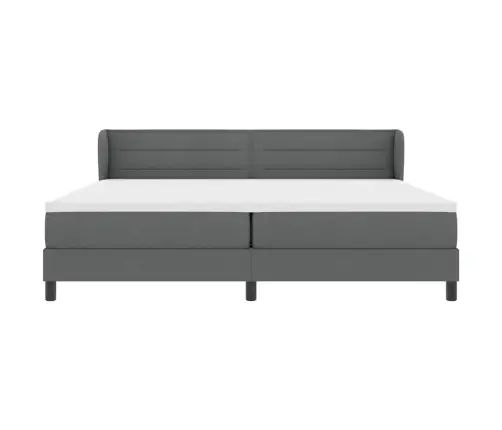 Kontinentālā Gulta Ar Matraci Tumši Pelēka 200 X 200 Cm Audums Vidaxl