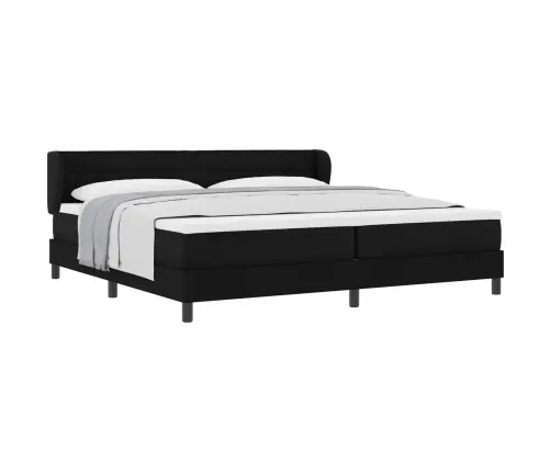 Kastes Atsperu Gulta Ar Matraci Melnā Krāsā 200X200 Cm Audums Vidaxl