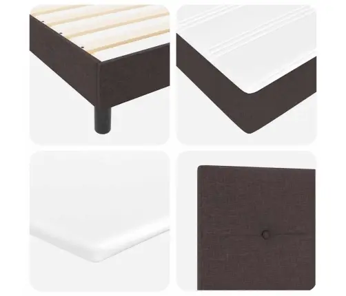 Spyruoklinė Lova Su Čiužiniu Tamsiai Ruda 90 X 190 Cm Audinys