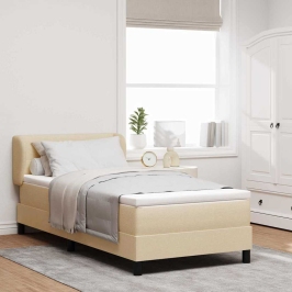Kontinentālā Gulta Ar Matraci Krēmkrāsa 90 X 190 Cm Audums Vidaxl