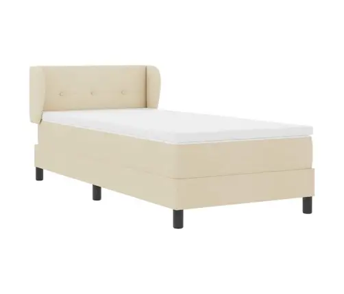 Kontinentālā Gulta Ar Matraci Krēmkrāsa 100 X 200 Cm Audums Vidaxl