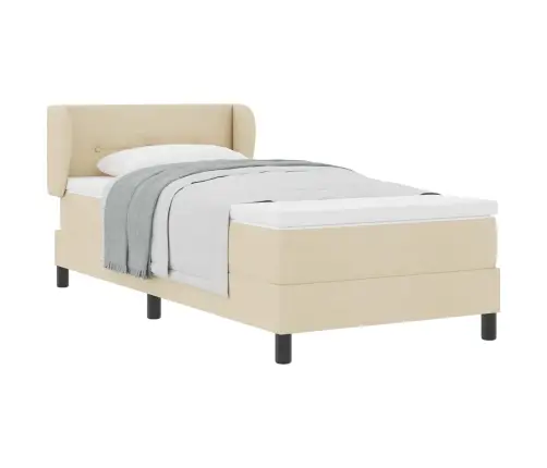 Kontinentālā Gulta Ar Matraci Krēmkrāsa 100 X 200 Cm Audums Vidaxl