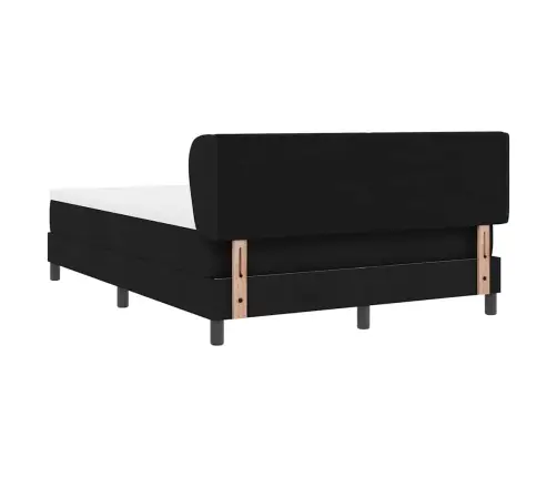 Kastītes Atsperu Gulta Ar Matraci Melna 140 X 190 Cm Audums Vidaxl